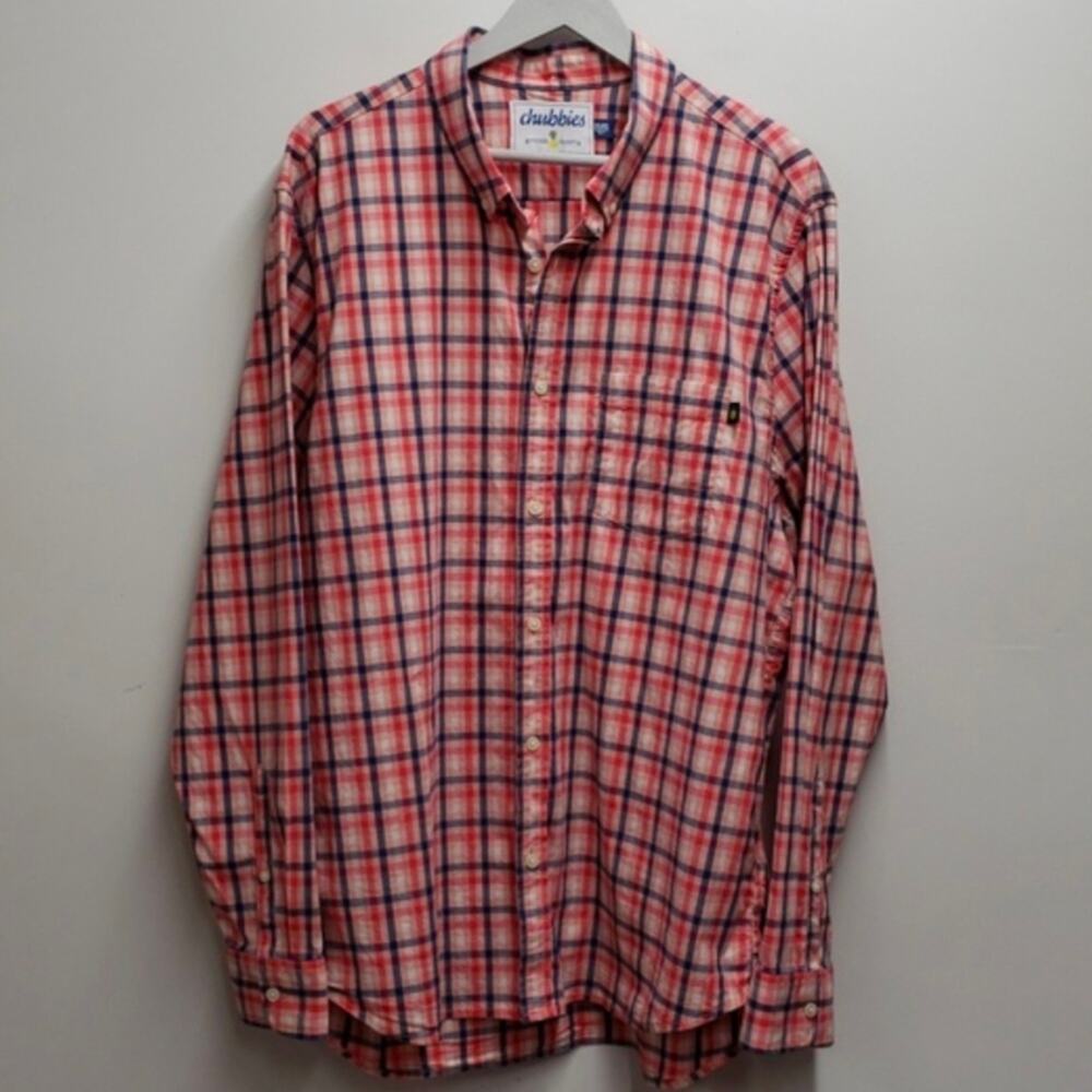 Chubbies The Leave It To Sleaver Slim Fit Shirt Plaid Men's Size XXL